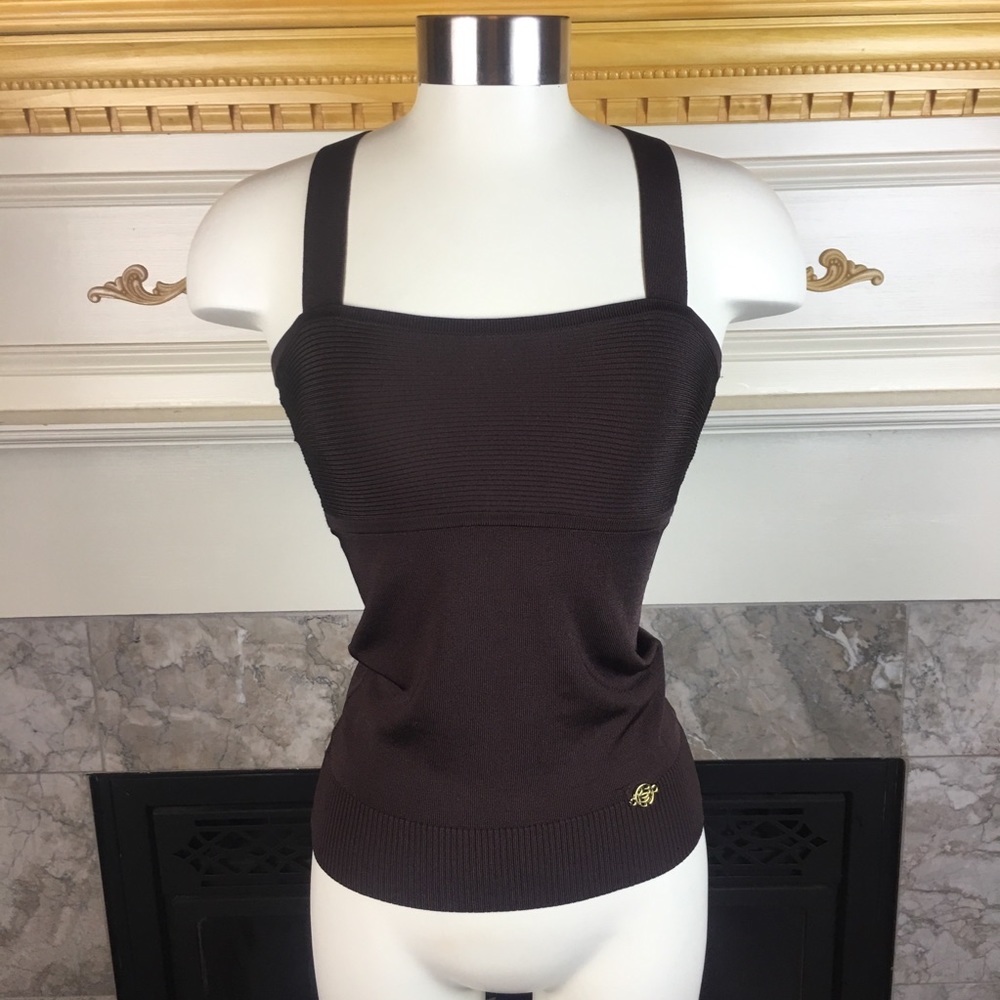 New Bebe XS Ribbed Criss Cross Back Stretch Top